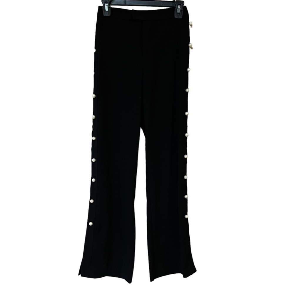 DO+BE Women’s Black Polyester Trousers with Pearl Accents, size XS.​​